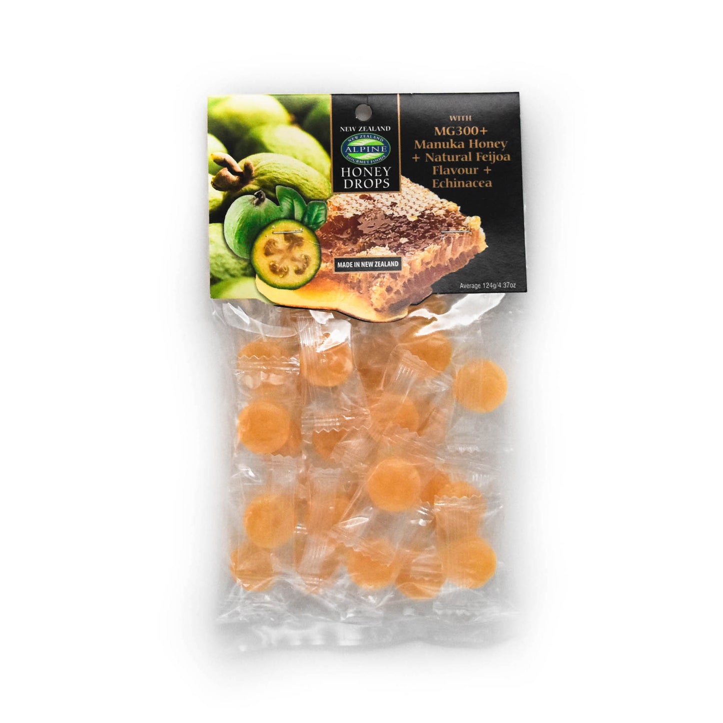 Honey Drops with MG300+ Mānuka Honey, Natural Feijoa Flavour and Echinacea 124g